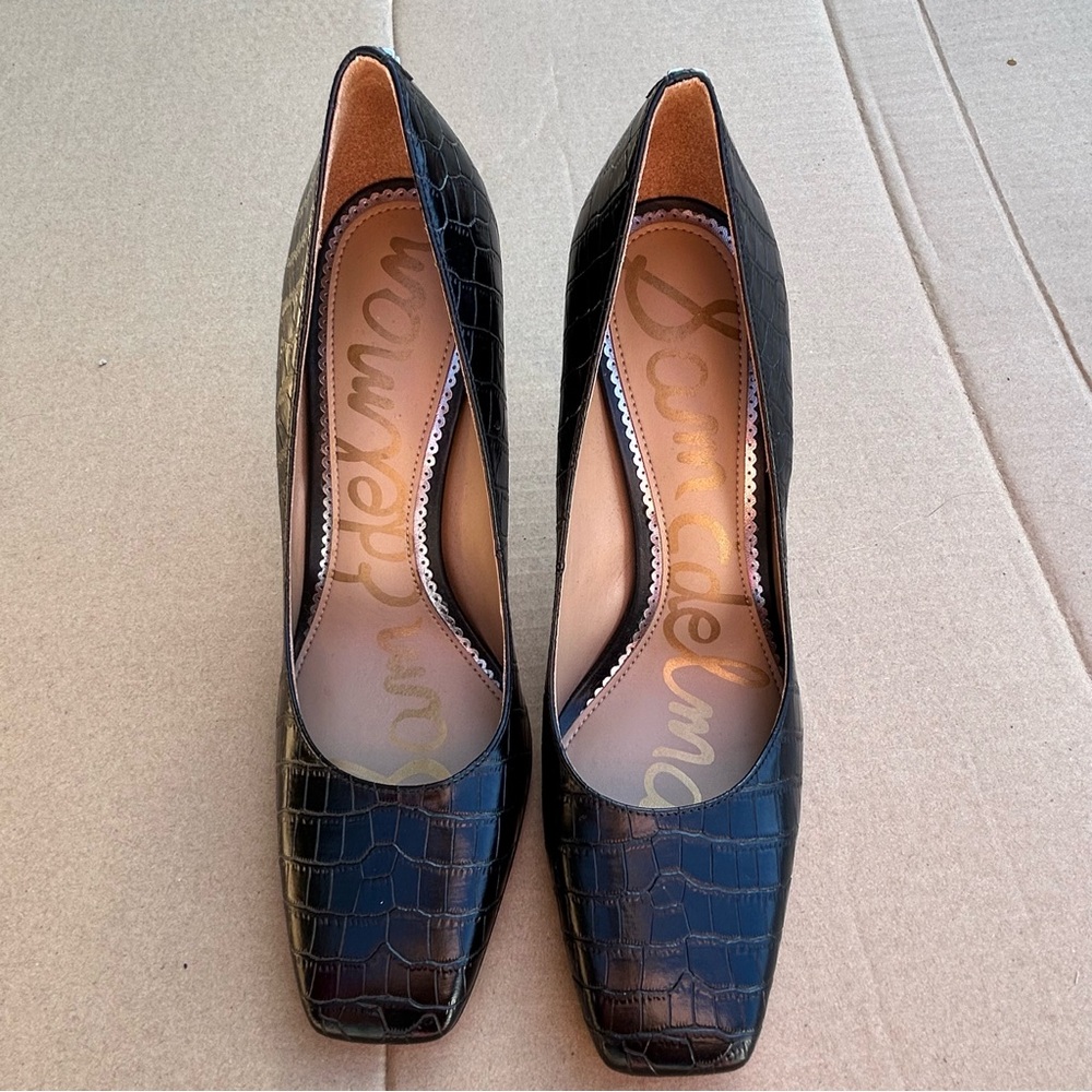 Sam Edelman Black Croc-Embossed Heels